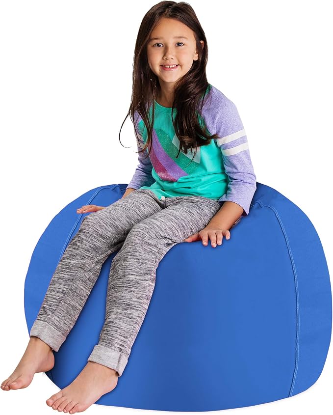 Posh Stuffable Kids Stuffed Animal Storage Bean Bag Chair Cover - Childrens Toy Organizer, Large 38" - Solid Royal Blue - Image 4