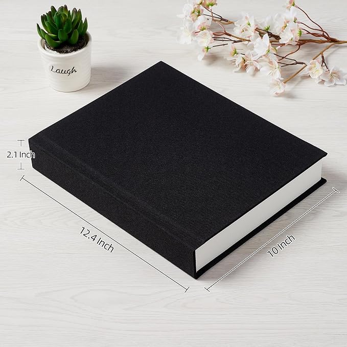 Pssoss 8x10 Photo Album with Writing Space, Linen Cover, 30 Photos, Black | High-GSM writable pages with easy slip-in pockets for weddings, baby photos, family memories, travel, and anniversaries. - Image 2