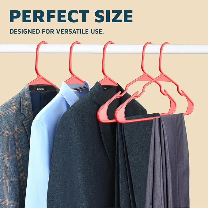 Lifemaster Plastic Clothes Hangers – Heavy Duty Hanger Set, for Organizing Clothes, Dresses, and Coat, Holds Up to 5 lbs, Space-Saving Hangers with Non-Slip Shoulder Grooves, Pack of 10, Red - Image 10