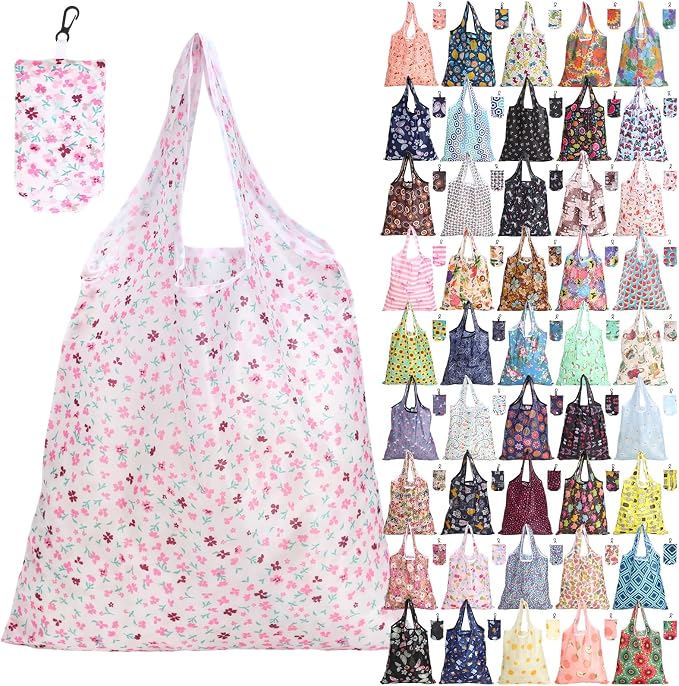 Paterr 46 Pcs Foldable Reusable Grocery Bags Bulk Machine Washable Waterproof Shopping Bags Packable Grocery Tote Pouches by Paterr