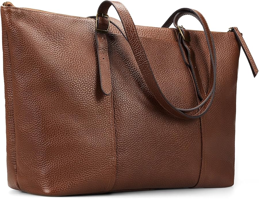 befen Vintage Genuine Leather Work Tote Bag for Women, Tote Bag with Zipper | Large Tote Bag with Zipper Leather Purse and Handbags with Compartment, Vintage Genuine Leather Work Tote Bag for Women by befen-