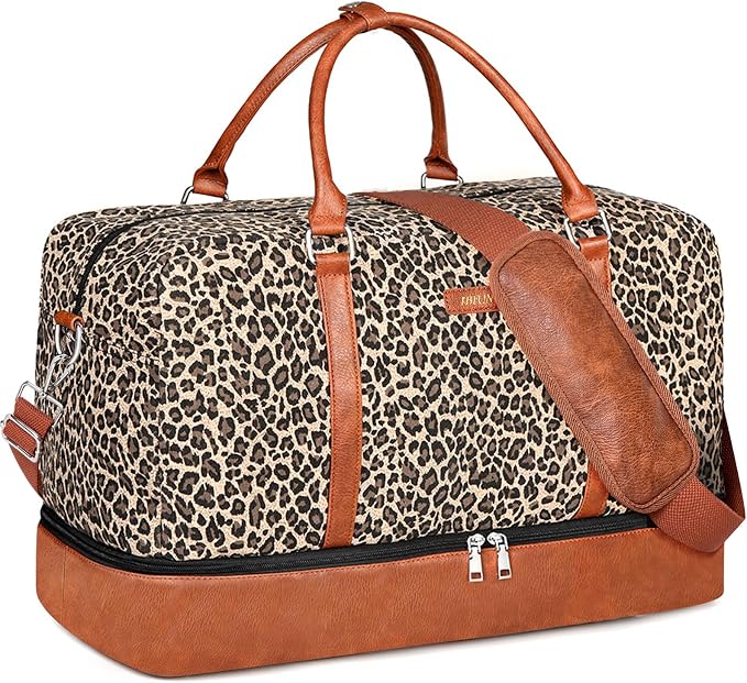 Weekender Bags for Women, 21" Travel Duffle Bag with Shoe Compartment | 3PCS Carry On Overnight Large Duffel Bag with Crossbody Bag and Toiletry Bag for Weekend Travel Gym Hospital Business Trip by IBFUN