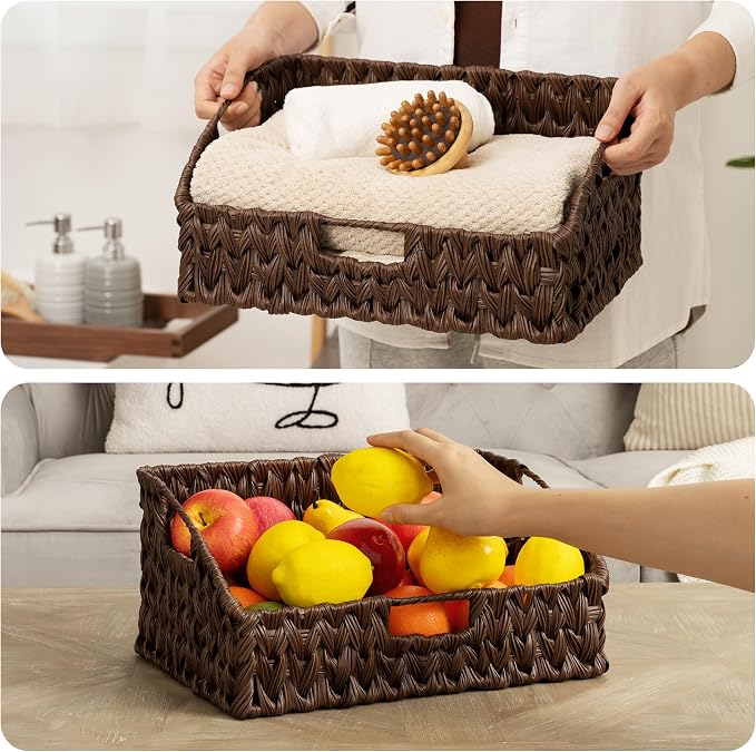 GRANNY SAYS Wicker Storage Basket for Shelves, Large Wicker Basket | Wicker Storage Baskets for Pantry, Open Front Basket for Shelves, Kitchen Storage Baskets, Decorative Basket for Home Decor - Image 5