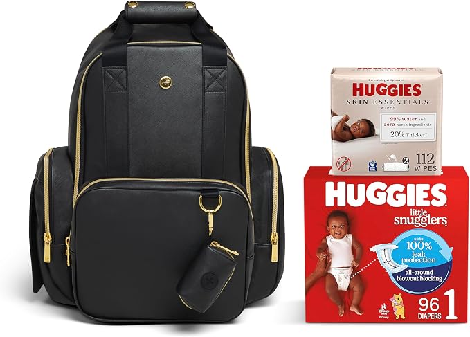 Bundle of Huggies Diaper Bag + Little Snugglers Baby Diapers+ Skin Essentials Baby Wipes by Huggies%C2%AE