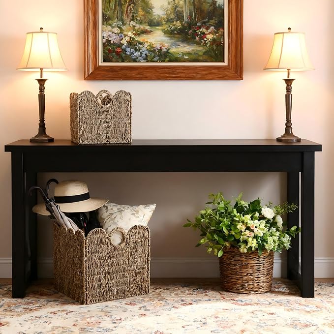 Scalloped Wicker Storage Cubes Basket, 12”x12“ Heavy Duty Paper rope/Hyacinth/Seagrass Baskets for Shelves, Foldable Natural Boho Square Bins (Seagrass&12 x 12 x 12in&4-Pack) - Image 4