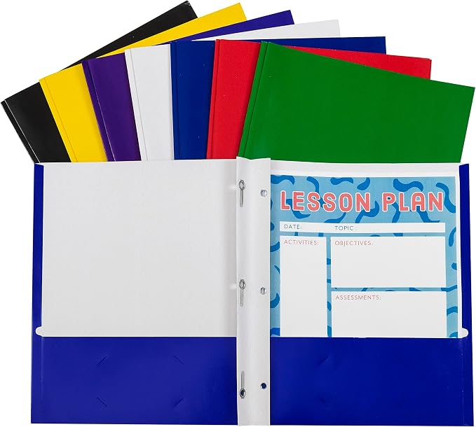 C-Line Two-Pocket Paper Portfolio with Prongs, 1 Case of 100 Folders, Assorted Colors (05320-DS) by C-Line