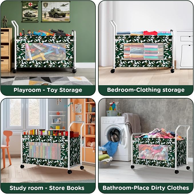KEEGH Extra Large Toy Box for Kids, Heavy Duty Toy Storage, Camouflage | 180 L Capacity, 360° Rotating Wheels, Durable Fabric, Toy Bin for Boys and Girls, Toy Chest for Living Room, Nursery, Bedroom - Image 8