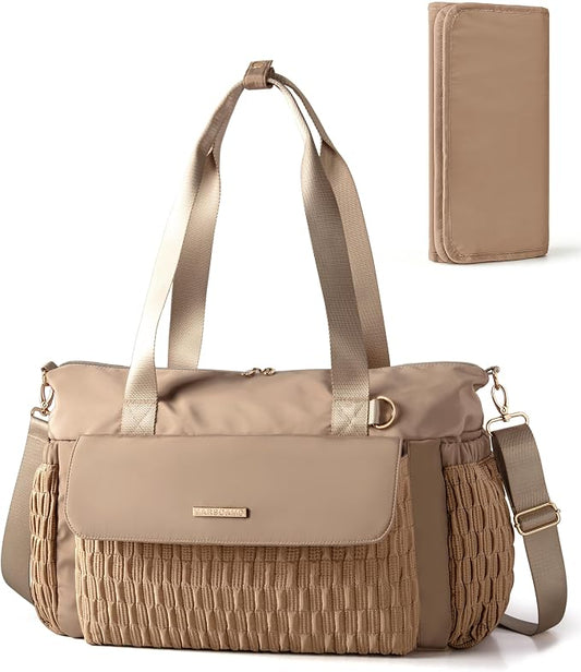 Marscamd Diaper Bag Tote with Changing Pad, Large Crossbody Baby Bag | with Insulted Bottle Pockets, Luggage sleeve, Lightweight, for Travel & Labor Delivery by Marscamd