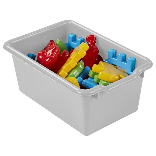 ECR4Kids Scoop Front Storage Bins, Multipurpose Organization, Light Grey, 10-Piece | Durable plastic, GREENGUARD Gold Certified, 1.2 gallon capacity, lightweight & nestable, built-in handle, classroom/home use - Image 11