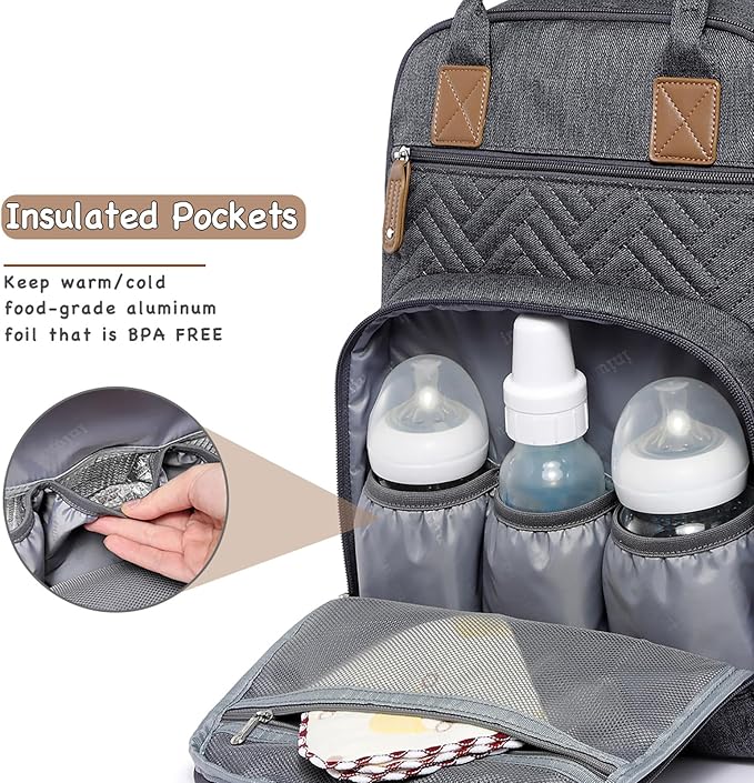 iniuniu Baby Diaper Bag Backpack, 4 in 1 kit Large Capacity Travel Backpack | Waterproof Backpack for Moms Dads,Travel Backpack with Pouch,Washable Changing Pad, Baby Essentials - Image 2