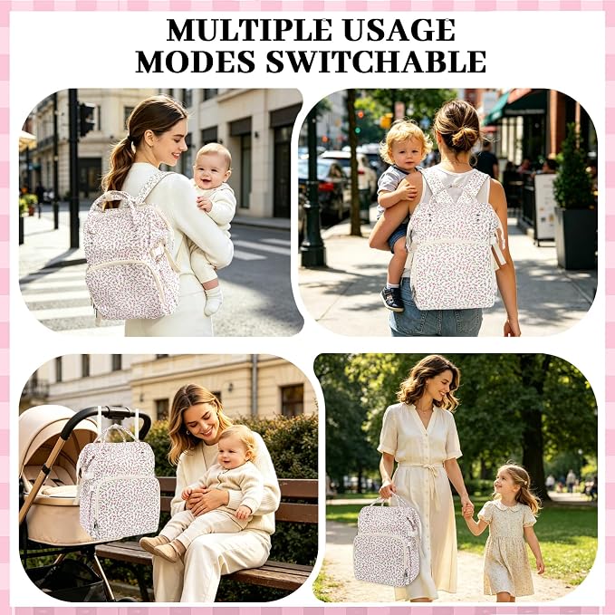 Diaper Bag Backpack,Baby Diaper Bag for Mom,Large Capacity Travel Nappy Bag | Boys Girls with Stroller Straps - Image 6