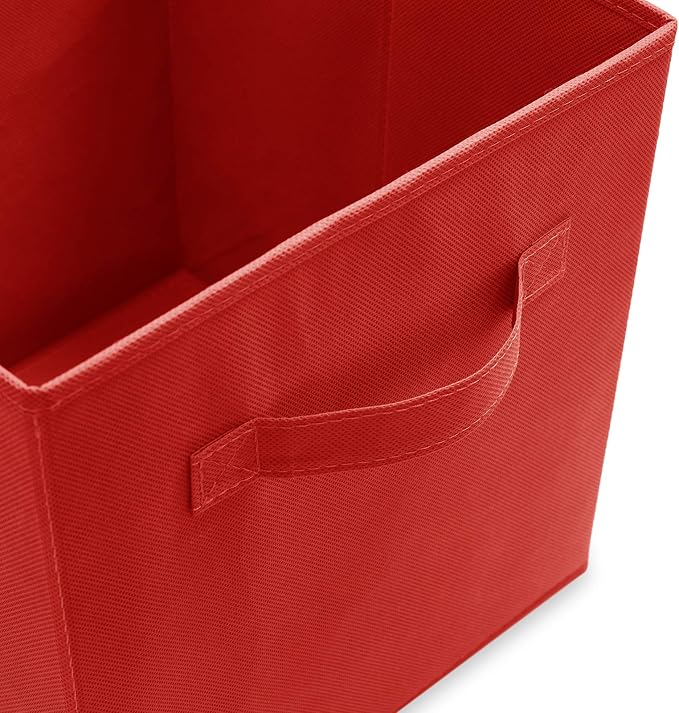 Casafield Set of 12 Collapsible Fabric Cube Storage Bins, Red - 11" Foldable Cloth Baskets for Shelves, Cubby Organizers & More - Image 3