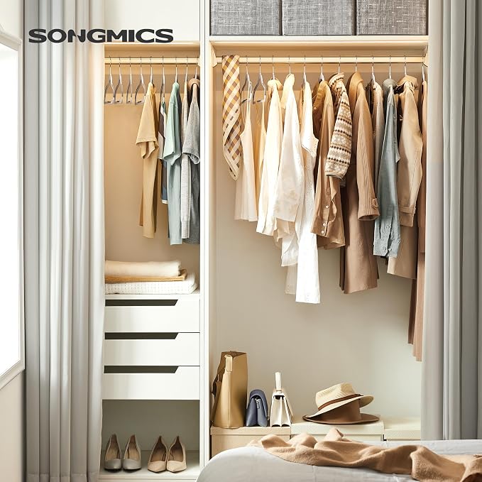 SONGMICS Clothes Hangers, Set of 100, Non-Slip, Space-Saving | Plastic Coat Hangers, Heavy Duty with 360-Degree Swivel Hook, Light Gray and Dark Gray, BREANNA Collection - Image 2
