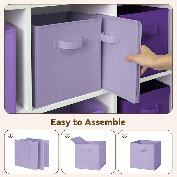 GRANNY SAYS 11 Inch Cube Storage Bins, Purple Gradient, 6-Pack | Collapsible Cube Storage Organizer with Thickened Base Plate, Sturdy Handles, Decorative Baskets for Shelves, Closet - Image 6