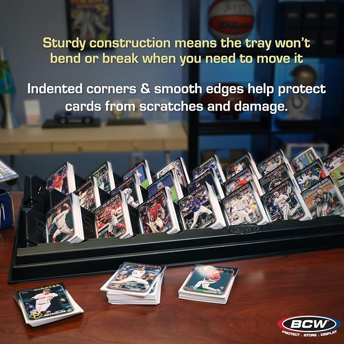 BCW SafeSort Card Sorting Tray, 26 Alphabetized Cells, Acid-Free Plastic | Sturdy tray organizes sports, TCG, deck, and board game cards with smooth edges and indented corners for safer sorting. - Image 5