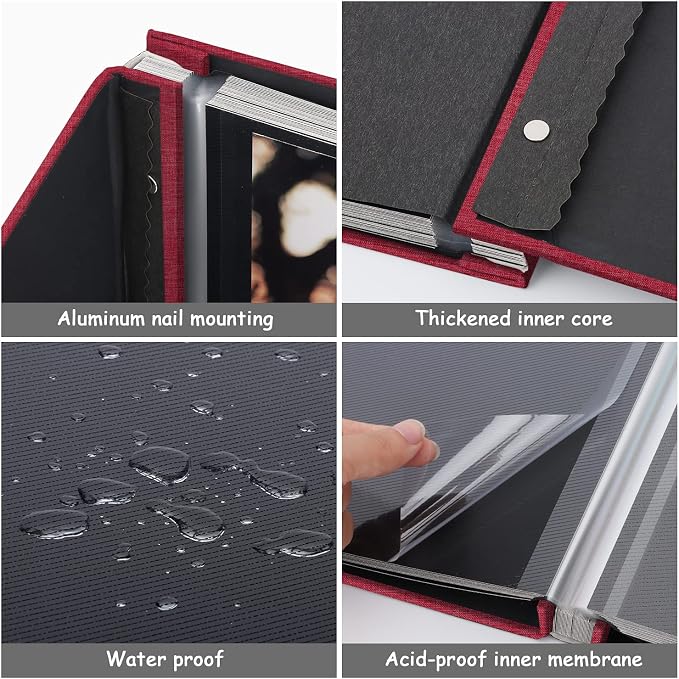 Zesthouse Photo Album Self Adhesive Pages, 60 Pages Magnetic Scrapbook Albums with Sticky Page, Photos Album Holds 8x10 & 5X7 & 4x6 & 6x8 & 3x5, Large Picture Book Ideal Gift for Family Wedding Baby - Image 5