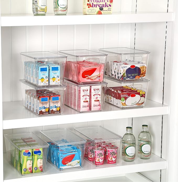 Vtopmart 6 Pack Clear Stackable Storage Bins with Lids and Handles, Medium | BPA-free Plastic, Organize Vertically, For Pantry Kitchen Fridge Cabinet Closet Bathroom, Built to Last, Easy to Move - Image 4