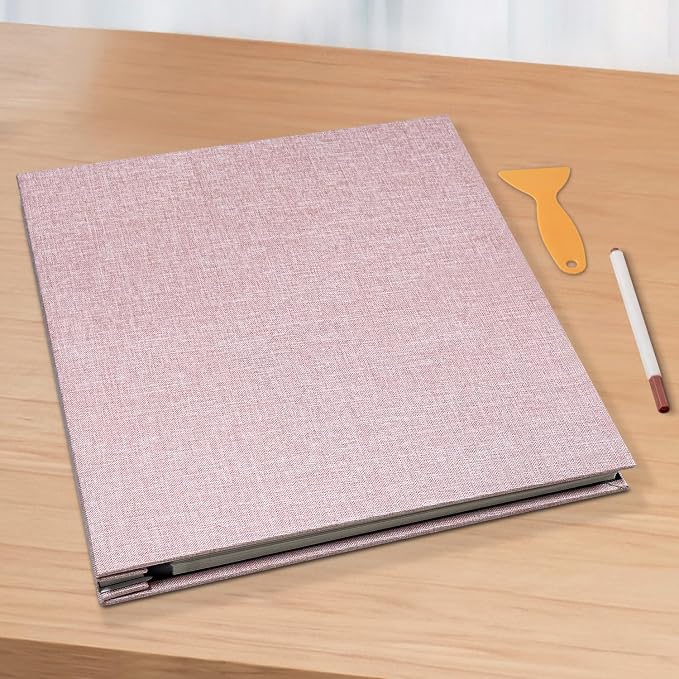 Photo Album Scrapbook – Holds 4x6, 5x7 & 8x10 Pictures – Self-Adhesive Pages for Baby, Wedding, Travel & Family Memories | Includes Metallic Pen & Scraper/Light Pink Large DIY Memory Book for Gifts - Image 6