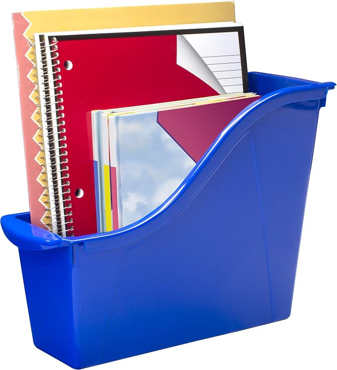 Storex Small Book Bin, Linking Storage Bin, Dry Erase Surface, 11.75" x 8.5" x 4.5" STEM Blue 6-Pack - Image 10