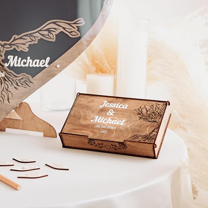 Tree Leaves Guest Book | Personalized Wedding Guest Book Alternative | Personalized Maple Tree and Leaves Wedding Guest Book Alternative | Tree Guest Book for Wedding | Drop Box Guest Book - Image 3