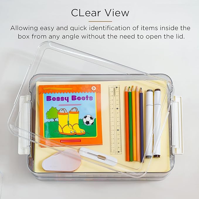 Citylife 4Packs 6Qt Paper Storage Box with Lids, Craft Organizer | Stackable Scrapbook Supplies, Art Materials, Creative Tools with Organized Storage for Craft Rooms and Classrooms - Image 5