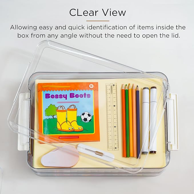 Citylife 2Packs 6 Qt Clear Paper Storage Box with Lids,Plastic Project Case | Stackable File Organizer with Latches for Letter Size Documents, Crafts, Photos and Office Supplies,Sensory Activities - Image 4