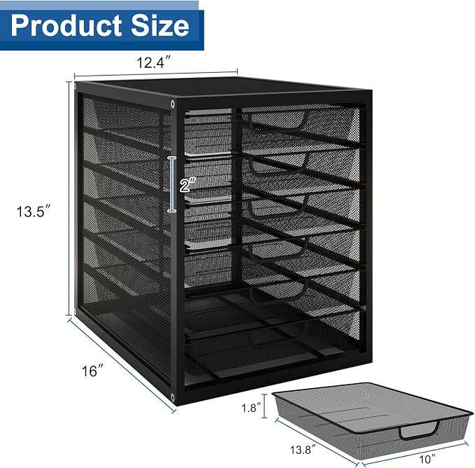 Natwind Mesh Desk Organizer with 6 Tier Sliding Drawers,Black | Paper Sorter, Multi-Functional Home Office Supplies Storage Tray for Letters, Documents,Mail, Files, Arts & Crafts Supplies - Image 6