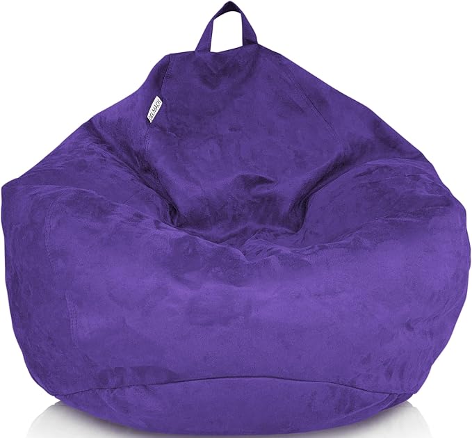 Bean Bag Stuffed Animal Storage Chair Cover (No Filler) for Kids and Adults. Extra Large Bird's Nest Beanbag Memory Foam Soft Premium (Purple, 3.5 ft (Cover Only)) by Delmach