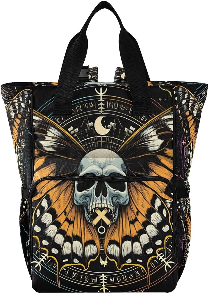 MNSRUU Mysterious Skull Horoscope Diaper Backpack Multifunction Travel Diaper Tote Large Capacity Diaper Changing Backpack for Moms & Dads by MNSRUU