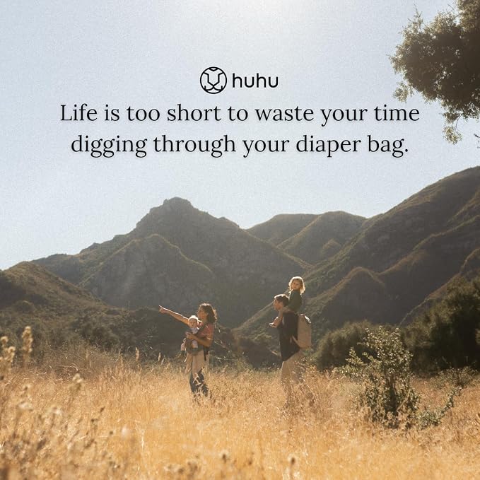 Huhu Diaper Bag Backpack – Large Baby Bag for Moms & Dads – Water-Resistant, Unisex Travel Kit for New Parents – Includes Changing Pad and 2 Organizer Pouches (Daybreak Taupe) - Image 9