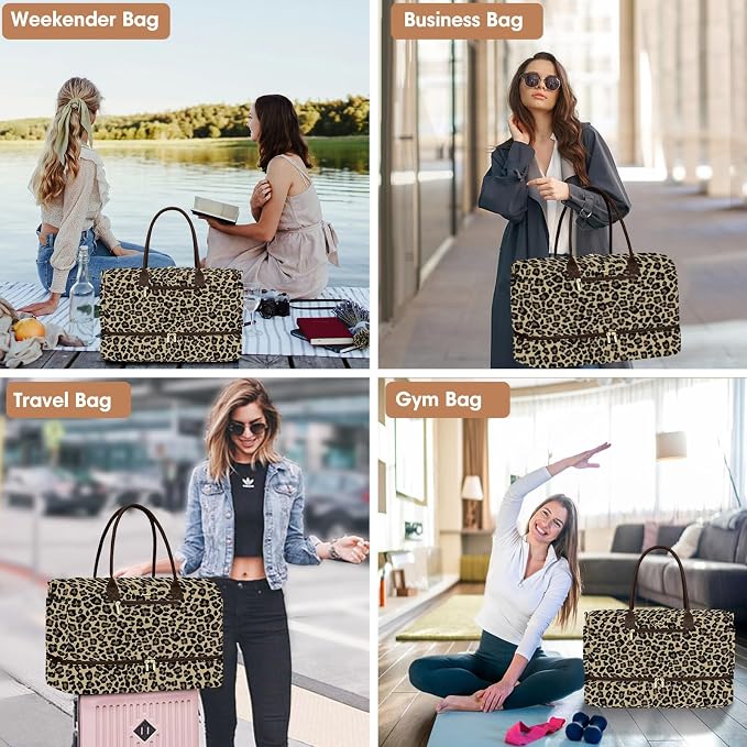 Travel Weekender Bags for Women: Duffle Bag with Shoe Compartment Carry On | 40L Capacity for 5 Day Trip Waterproof Durable Toiletry Bag Wet Pocket for Damp Items Suitable for Weekend Trips Hospital - Image 6