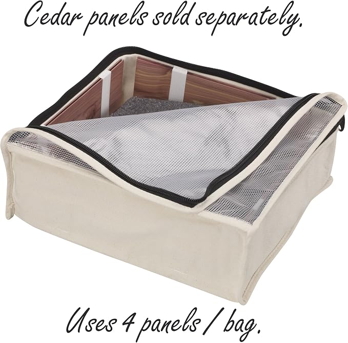 Household Essentials Canvas Sweater Storage Bags, 2-Pack, Breathable Cotton, Under-Bed Zippered Storage with Clear Top Window, Stackable, Cedar Insert Compatible (Not Included), Natural - Image 5