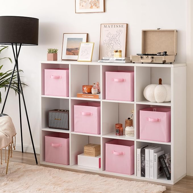 GRANNY SAYS 11 Inch Cube Storage Bins, 6-Pack Storage Cube Organizer, Pink | Collapsible Storage Boxes with Sturdy Handles, Decorative Baskets for Shelves, Closet, Organizing Toys, Clothes - Image 4
