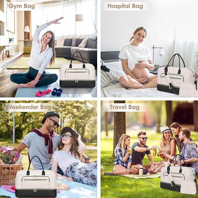 Travel Duffle Bag Weekender for Women - Carry-On Overnight Personal Item Bags with Shoe Compartment & Wet Pocket Large Weekend Tote with Toiletry Bag Hospital Bags for Labor and Delivery - Image 6
