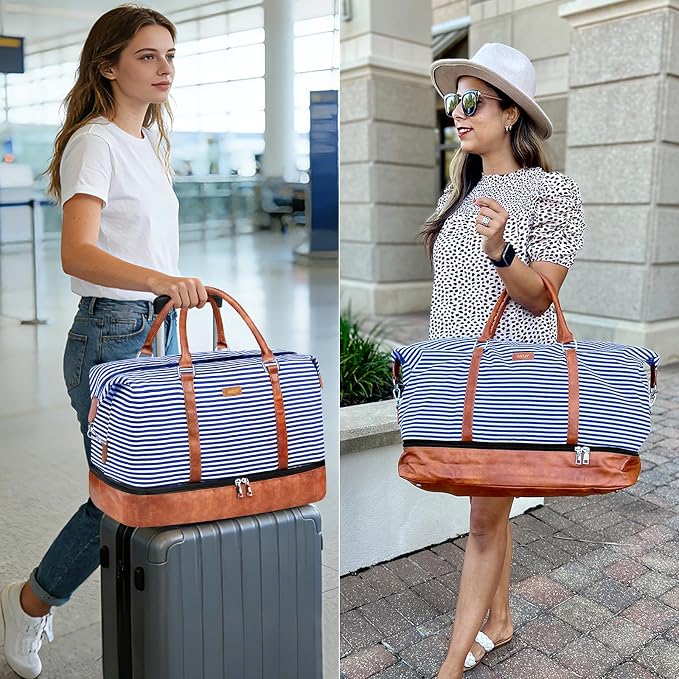 Weekender Bags for Women, 21" Travel Duffle Bag with Shoe Compartment | 3PCS Carry On Overnight Large Duffel Bag with Crossbody Bag and Toiletry Bag for Weekend Travel Gym Hospital Business Trip - Image 4