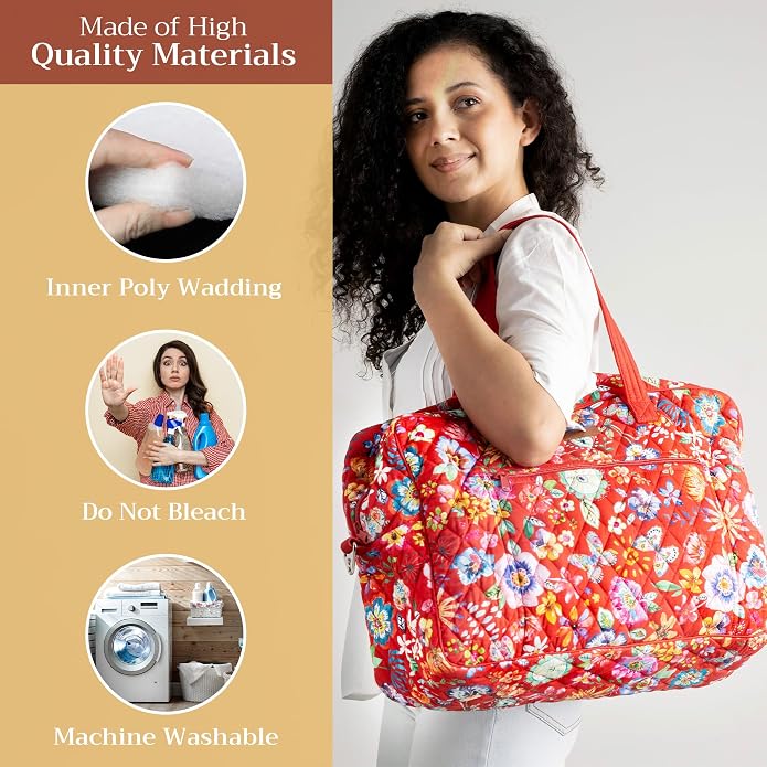 Maison d' Hermine Weekender Bags for Women Cotton Quilted Duffel Overnight Luggage Weekend Bag for Men Gym Gifts Travel | Overnight Luggage Weekend Bag for Men Gym Sports Gifts Duffle bag Business Travellers Trip Spring Summer - Image 2