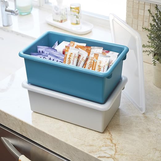 ECR4Kids Cubby Storage Plastic Bin with Lids, Multipurpose Organization, Contemporary, 10-Piece | Durable plastic, GREENGUARD Gold Certified, 7 quart capacity, lightweight & nestable, easy-lift lids, classroom/home use - Image 9