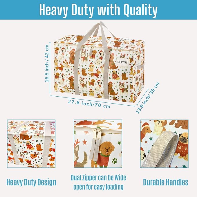 VENO 6 Pack Heavy Duty Moving Bags, Extra Large Storage Bags with Reinforced Handles & Strong Zippers, Foldable & Reusable Moving Box Alternative for Clothes & Dorm Storage - Image 3