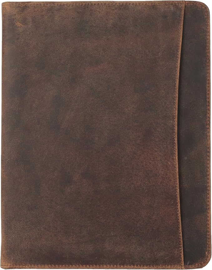 KomalC Leather Portfolio with Zipper Closure | Business Padfolio for Documents, Tablets & Accessories | Vintage Full-Grain Leather Organizer for Professionals - Image 3