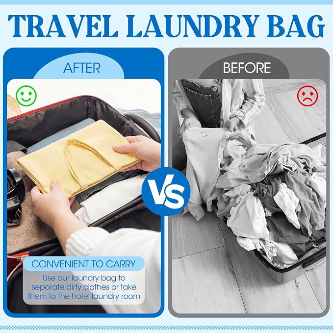 Zhehao 6 Packs Large Canvas Laundry Bags 20" x 28" Cotton Thick Cloth Laundry Bag with Handles & Drawstring Heavy Duty for Basket Hamper college Dorm Apartment Dwellers and Travel(Warm Color) - Image 5