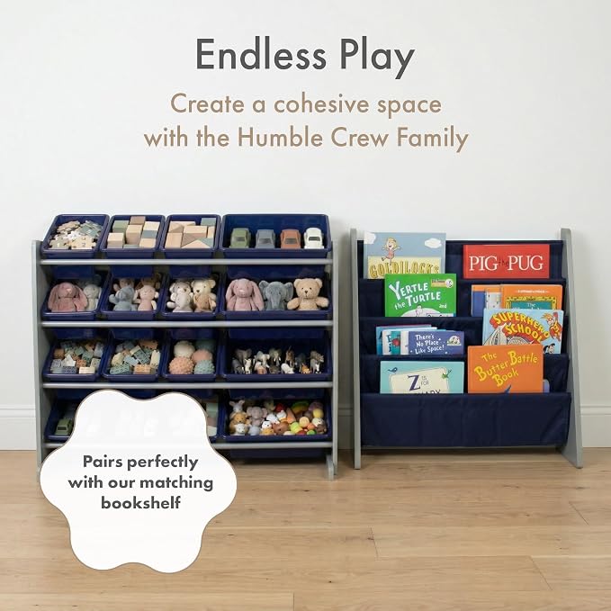 Humble Crew Kids Toy Organizer with 16 Bins, 4 Tier Storage for Playroom | Sturdy wood and steel toddler shelf, removable BPA-free containers, wall anchor anti-tip safety kit for bedroom or classroom - Image 8