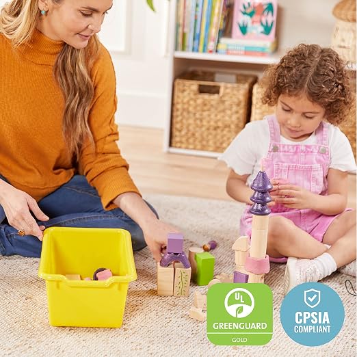 ECR4Kids Scoop Front Storage Bin, Multipurpose Organization, Yellow, 5-Piece | Durable plastic, GREENGUARD Gold Certified, 1.2 gallon capacity, lightweight & nestable, built-in handle, classroom/home use - Image 6