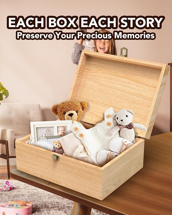 EXISTING Wooden Memory Keepsake Box, Floral Heart Engraved Keepsake Boxes | Memorial Box with Lock, Art Box for Anniversary, Wedding, Birthday, Valentines Day for Keepsakes, Wood Box for Office or Home - Image 3