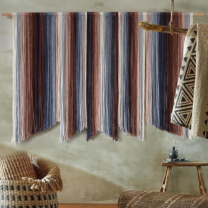 Macrame Wall Hanging Dip Dyed Large Yarn Wall Art Boho Home Decor 57"W*35"L | For Bedroom Living Room Wall Art, Home Styling, Apartment Decor, Wedding Decoration, Event Backdrop - Image 4
