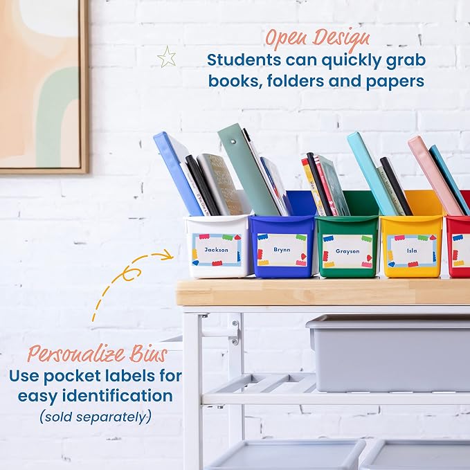 ECR4Kids Linking Plastic Storage Book Bin, Multipurpose Organization, Assorted, 10-Piece | Durable plastic with built-in handles, interlocking, nestable, ideal for books, magazines, and files in a classroom or office - Image 5