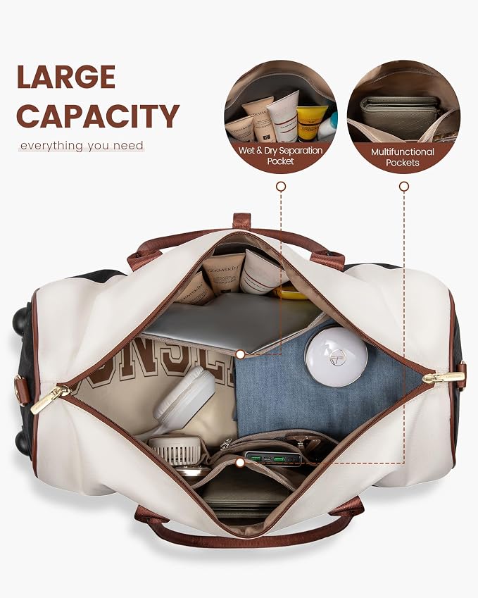 LOVEVOOK Weekender Bag for Women, Large Duffle Bag for Travel with 2 Packing Cubes, Carry on Overnight Bag with Shoe Compartment, Mom Hospital Bags for Labor and Delivery - Image 4