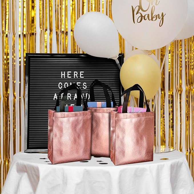 BLEWINDZ 100 Medium Reusable Gift Bags with Handles - Ideal Party Favors & Shopping Bags (10 Colors) - Image 2