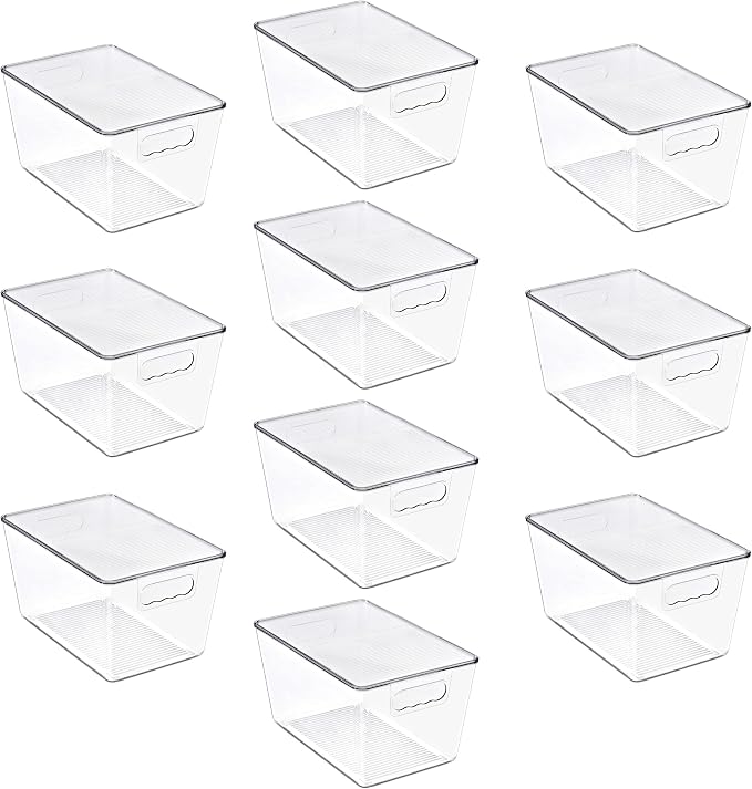 Clear Storage Bins with Lids, 10 Pack Large Stackable Clear Bins, Clear Storage Containers with Lids, Plastic Organizer Boxes for Pantry Storage, Kitchen Cabinets, Closet Organization, Bathroom - Image 7