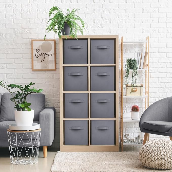 Sorbus 13 Inch Storage Bins - Sturdy Collapsible Fabric Storage Cubes with Handle - 8 Foldable Baskets for Organizing Clothes, Toys, Books - Storage Baskets for Shelves, Closets - Image 6
