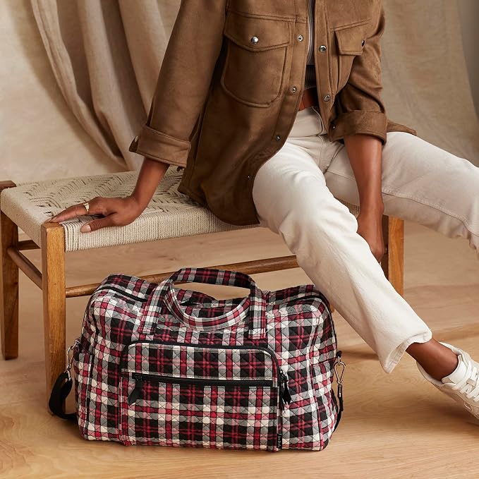 Vera Bradley Women's Cotton Weekender Travel Bag, Fireplace Plaid, One Size - Image 10